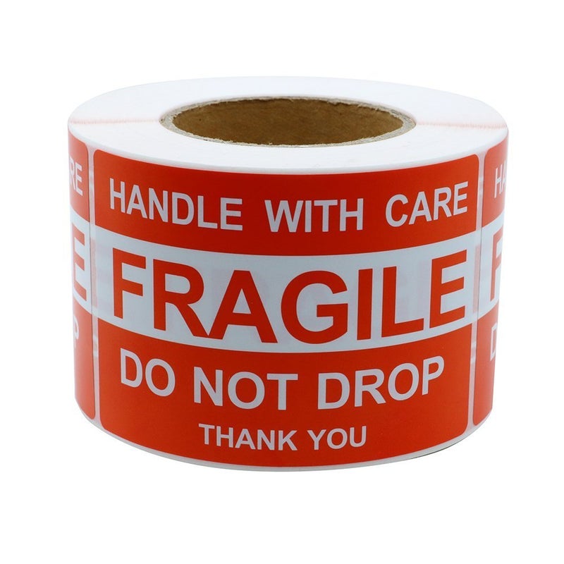 RBHK 4" x 6" Fragile Stickers Handle with Care Warning Packing/Shipping Labels, 500 Permanent Adhesive Labels Per Roll, 1 Roll - Image 1